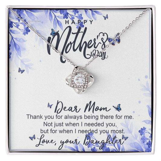 Happy Mother Day Necklace Gift For Mom, Dear Mom Necklace From Daughter, To My Mom Love Knot Necklace Gift On Mothers Day, Anniversary, Christmas Birthday Gifts, Jewelry Gift For Mom, Women