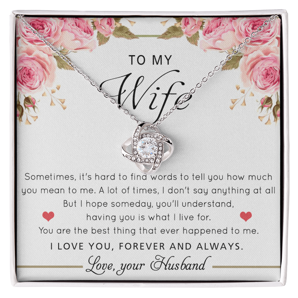 Gift Necklace For Wife, To My Wife Love Knot Necklace From Husband, Valentines Day Necklace Gift For Wife, Soulmate Gift Necklace Personalized Gift Jewelry Custom Romantic Gift Necklace For Wife