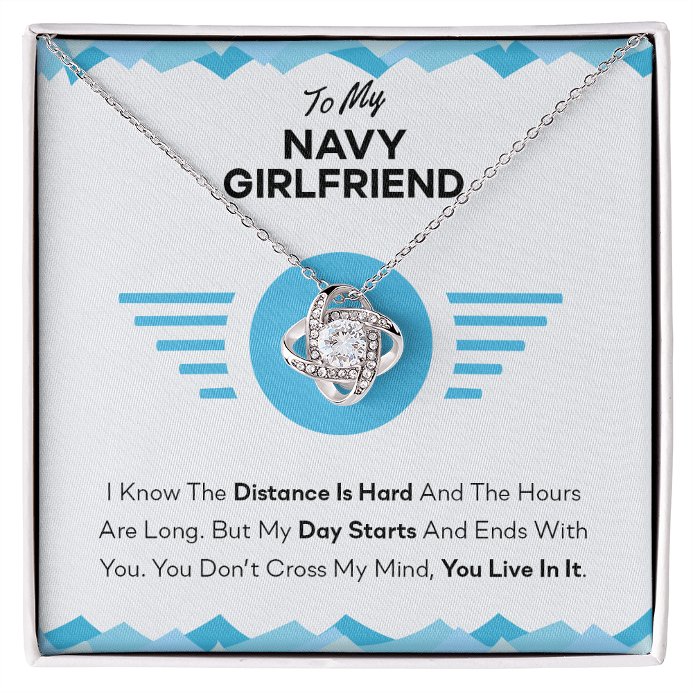 To My Navy Girlfriend Gifts for Navy Girlfriend's Birthday Present Anniversary From Boyfriend, Husband, Girlfriend Gift Necklace - Jewelry Gift For Girls, Love Knot Pendant Gift For Girlfriend Soulmate
