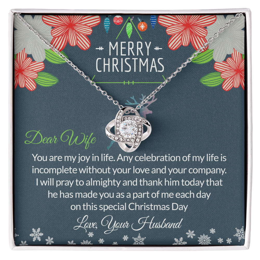 Dear Wife Gift Necklace, To My Wife Necklace From Husband, Merry Christmas Necklace Gift For Wife, Husband To Wife Love Knot Pendant, Christmas Necklace For Wife Christmas, Jewelry Gift For Women