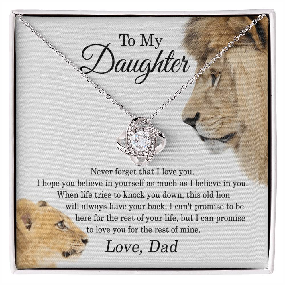 Daughter Gifts From Dad,To My Daughter Lion Dad And Daughter Necklace, Love Knot Necklace Birthday Gift for Daughter From Dad, Christmas Gift For Daughter Necklace, Father Daughter Necklace