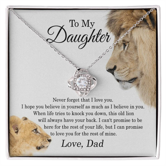 Daughter Gifts From Dad,To My Daughter Lion Dad And Daughter Necklace, Love Knot Necklace Birthday Gift for Daughter From Dad, Christmas Gift For Daughter Necklace, Father Daughter Necklace