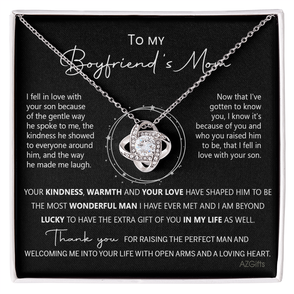 Gift For Boyfriend's Mom Necklace, Boyfriend Mom Gifts From Girlfriend, 14k Love Knot Necklaces For Boyfriends Mom, My Boyfriends Mom Gifts Necklace Mothers Day For Boyfriend Mom, Christmas Necklace