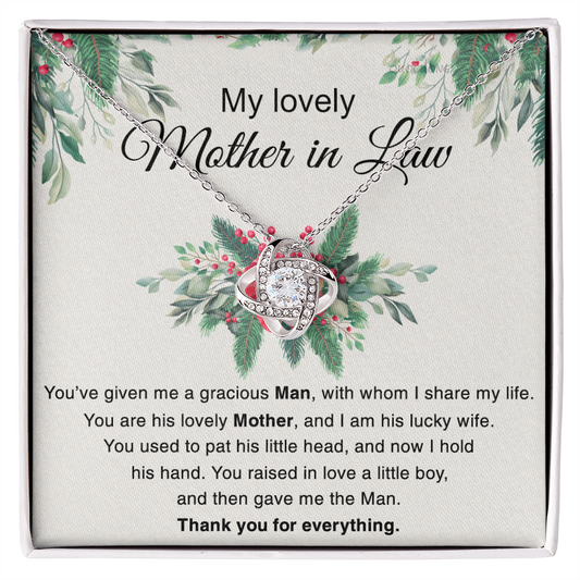 Mother in Law Gift Necklace, To My Lovely Mother In Law Love Knot Necklace From Daughter In Law Thank you For Mom Necklace Jewelry Gift For Women Bonus Mom Gift Necklace, Lovely Mother Gift Necklace