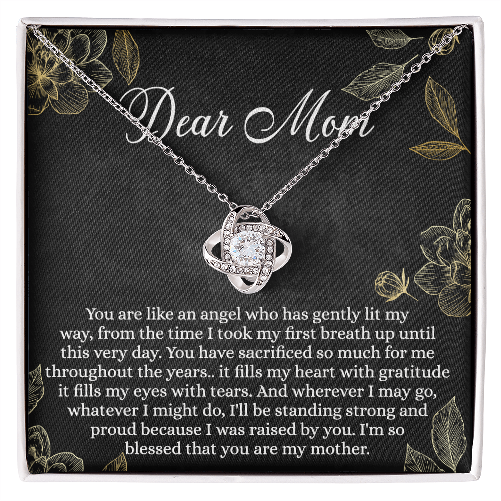 To My Mom Necklace From Daughter, Mom Gift Necklace, Mother And Daughter Gift Love Knot Necklace, Dear Mom Card And Necklace Gift On Mothers Day, Anniversary, Birthday Gifts, Jewelry For Mom