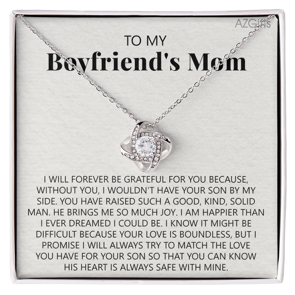 To My Boyfriend's Mom Necklace From Girlfriend, Jewelry Gifts For Boyfriend's Mom On Mothers Day Birthday Anniversary, Presents for Mom Necklace for Women, Boyfriend's Mom Gift Love Knot Necklace