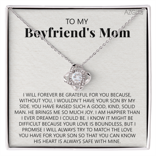 To My Boyfriend's Mom Necklace From Girlfriend, Jewelry Gifts For Boyfriend's Mom On Mothers Day Birthday Anniversary, Presents for Mom Necklace for Women, Boyfriend's Mom Gift Love Knot Necklace