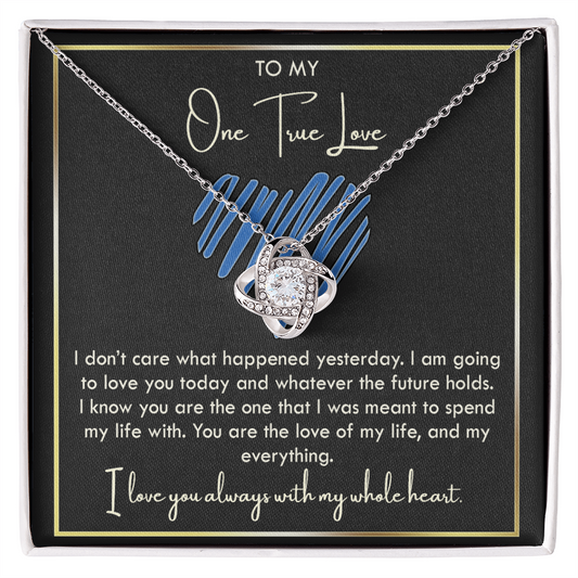 To My Girlfriend Necklace From Boyfriend, Husband, To My One True Love Knot Necklace With Message Card, Gift Necklace For Soulmate, Wife On Valentine s Day Gift For Wife, Soulmate Birthday Gift