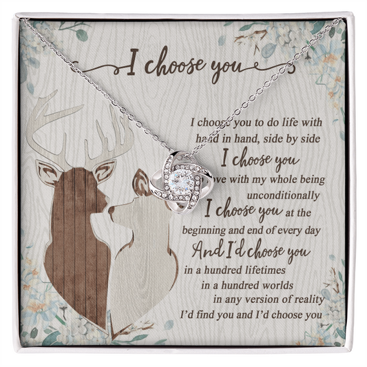 To My Smokin' Hot Doe Necklace From Husband, Boyfriend, I Choose You Hunting Love Knot Necklace Smokin' Hot Gift for Her Romantic, Girlfriend Gift Necklace Soulmate Gift Necklace With Message
