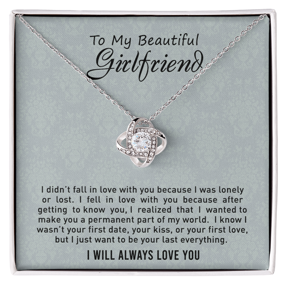 To My Beautiful Girlfriend Love Knot Necklace From Boyfriend, Husband, Girlfriend Gift Necklace - Love Knot Pendant Gift For Beautiful Girlfriend, Soulmate Gift Necklace To Girlfriend From Boyfriend