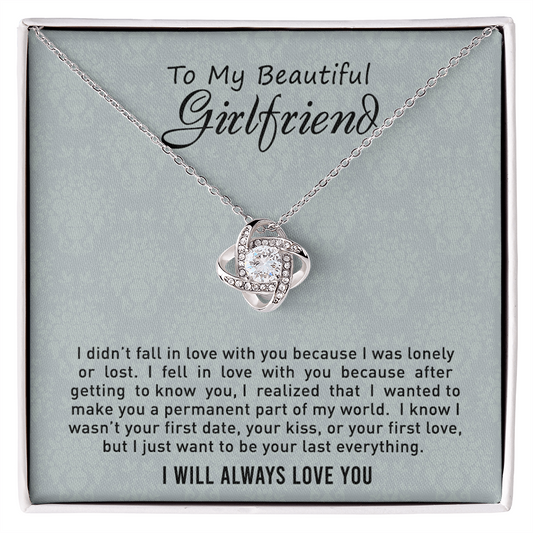 To My Beautiful Girlfriend Love Knot Necklace From Boyfriend, Husband, Girlfriend Gift Necklace - Love Knot Pendant Gift For Beautiful Girlfriend, Soulmate Gift Necklace To Girlfriend From Boyfriend