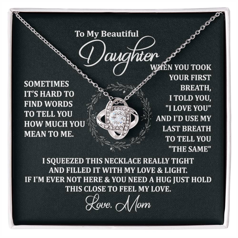 To My Beautiful Daughter Necklace Gift From Mom To Daughter, The Love Knot Necklace, Graduation Gift, Birthday Gift, Mothers Day Jewelry Birthday Gift For Daughter, Mother And Daughter Gift Jewelry