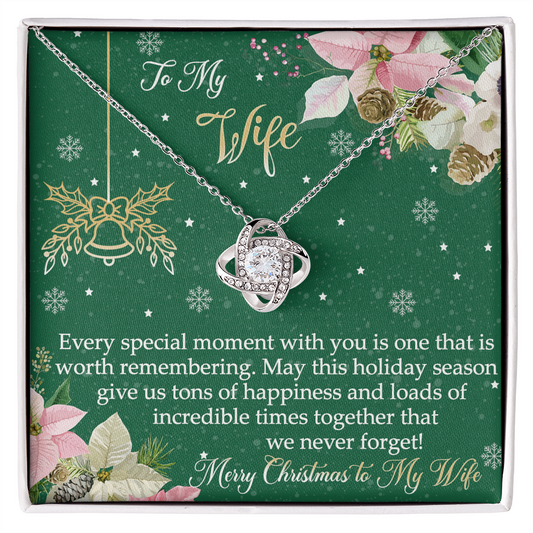The Love Knot Gift For Wife, To My Wife Merry Christmas Necklace From Husband, Jewelry Gift For Women, Husband To Wife Love Knot Pendant, Merry Christmas To My Wife Gift Necklace On Christmas
