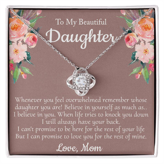 To My Beautiful Daughter Necklace From Mom With Thoughtful Card Box Gift, Necklace for Daughter from Mom Gifts Jewelry for Girls, Her Little Girl Necklace,  Mother To Daughter Gift Necklace