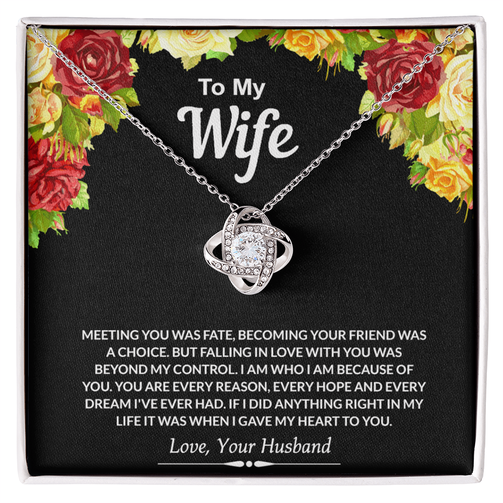 To My Wife Gift Necklace From Husband, Necklace Gift For Wife, Soulmate Gift Necklace Girlfriend, Husband To Wife Love Knot Pendant, Jewelry Gift For Women, Woman Necklace Gift My Heart To You