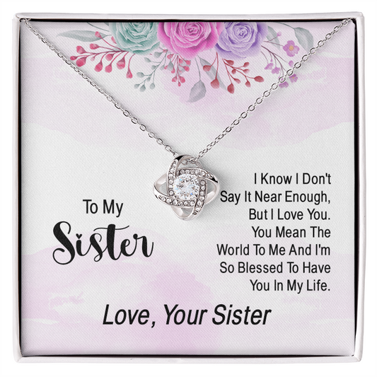 To My Soul Sister Love Knot Necklace, Sisters at Heart, Sister Necklace Gift From Sister Love Knot Pendant, BFF Gift Necklace, Unbiological Sisters Gift Necklace Sister in Law Bonus Sister Necklace