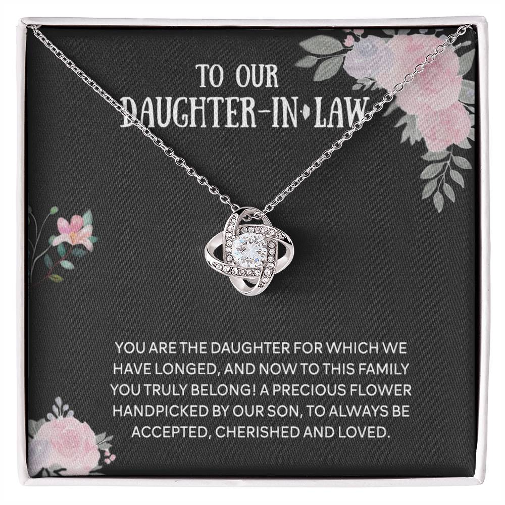 Personalized Gift Necklace From Mother In Law - Daughter Love Knot, To Our Daughter-In-Law Gift Necklace From Mother-in-Law, Daughter-in-Law Pendant Gift On Birthday Gift, Graduation Gift