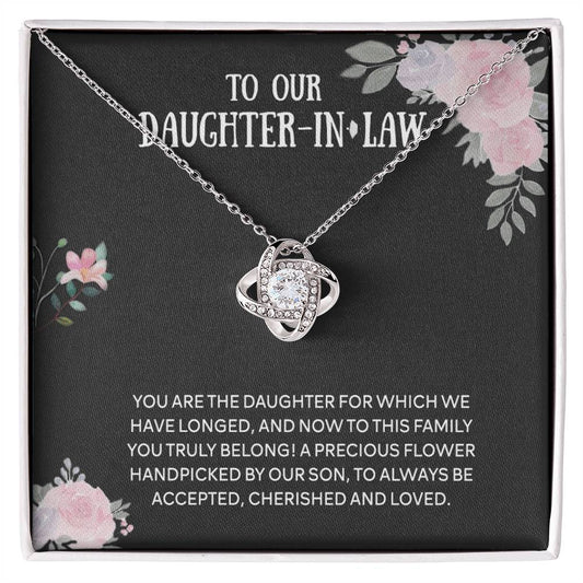 Personalized Gift Necklace From Mother In Law - Daughter Love Knot, To Our Daughter-In-Law Gift Necklace From Mother-in-Law, Daughter-in-Law Pendant Gift On Birthday Gift, Graduation Gift