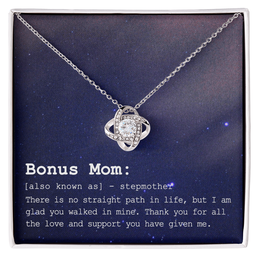 To My Bonus Mom Necklace From Bonus Daughter, Bonus Mom Gift Necklace, Jewelry For Mom, Stepmother Gift Necklace, Love Knot Pendant For Women, Thank You For Mom Card Gift Bonus Mom On Mothers Day