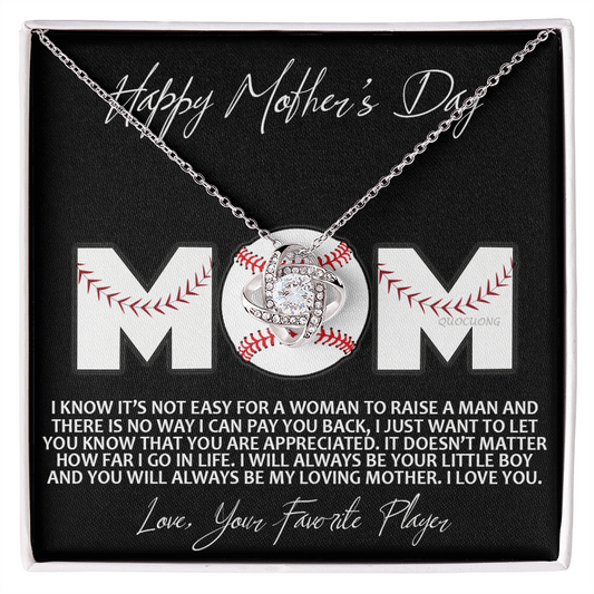 Baseball Mom Gift Necklace, To the Best Baseball Mom Necklace From Daughter, Favorite Player Necklace Gift For Mom, Baseball Mom Love Knot Necklace Jewelry Gift For Women Happy Mother's Day Necklace