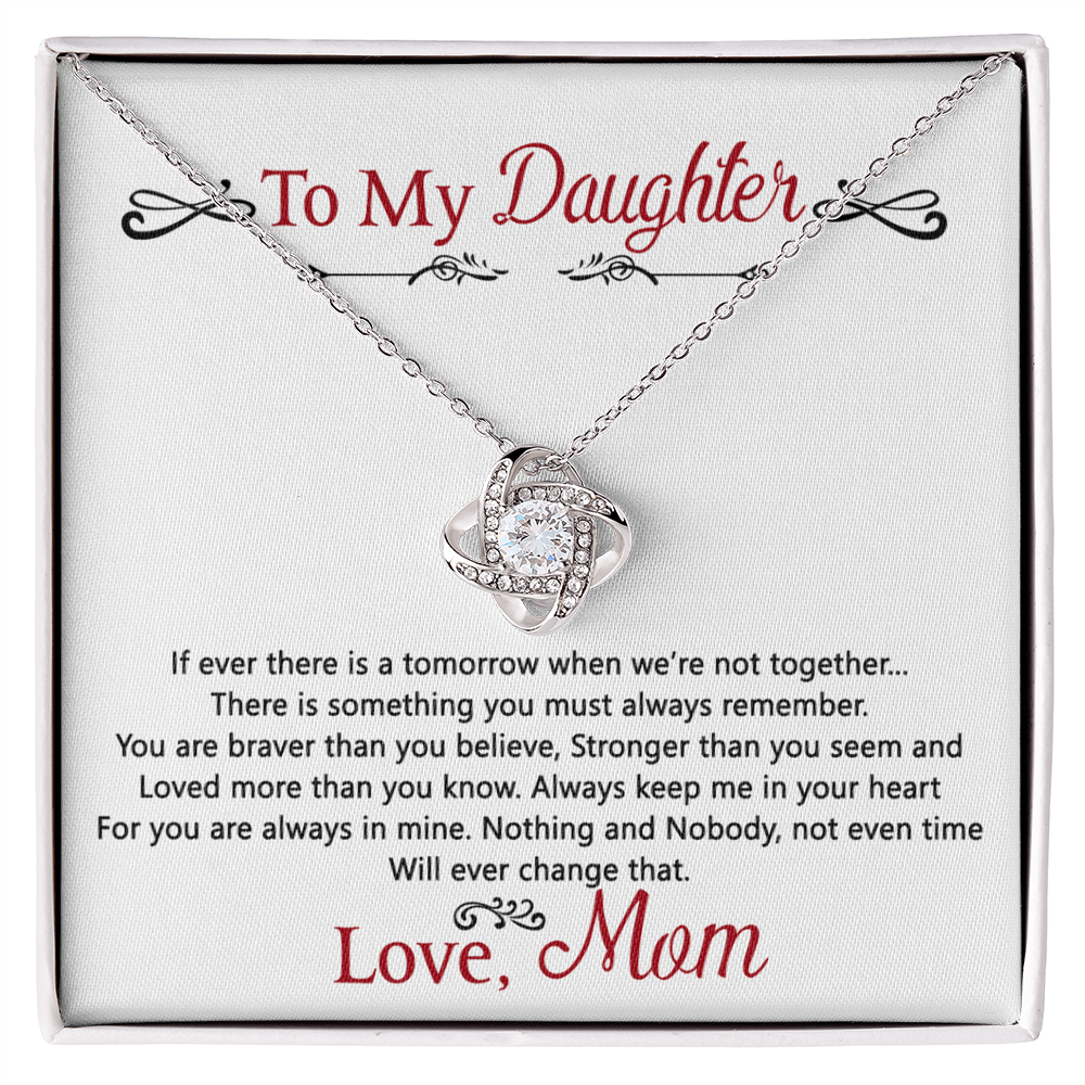 To My Daughter Love Knot Necklace Gift From Mom, Daughter Gift Necklace, Mother To Daughter Pendant Gift, Little Girl Necklace Love Knot Jewelry Gift For Girls, Mother Love Daughter Necklace