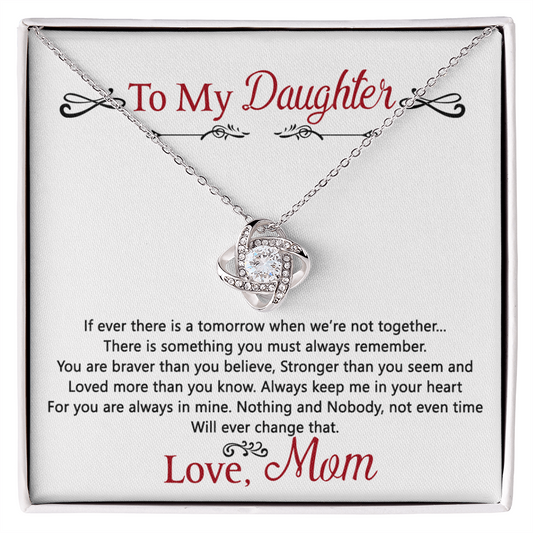 To My Daughter Love Knot Necklace Gift From Mom, Daughter Gift Necklace, Mother To Daughter Pendant Gift, Little Girl Necklace Love Knot Jewelry Gift For Girls, Mother Love Daughter Necklace