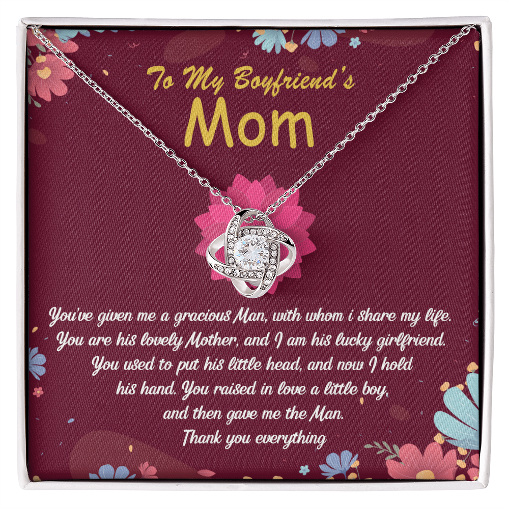 To My Boyfriends Mom Necklace From Girlfriend, Boyfriend's Mom Gift Necklace, Boyfriend Mom Gifts Jewelry For Boyfriend's Mom, Love Knot Necklace Gift For Boyfriends Mom On Mothers Day, Christmas