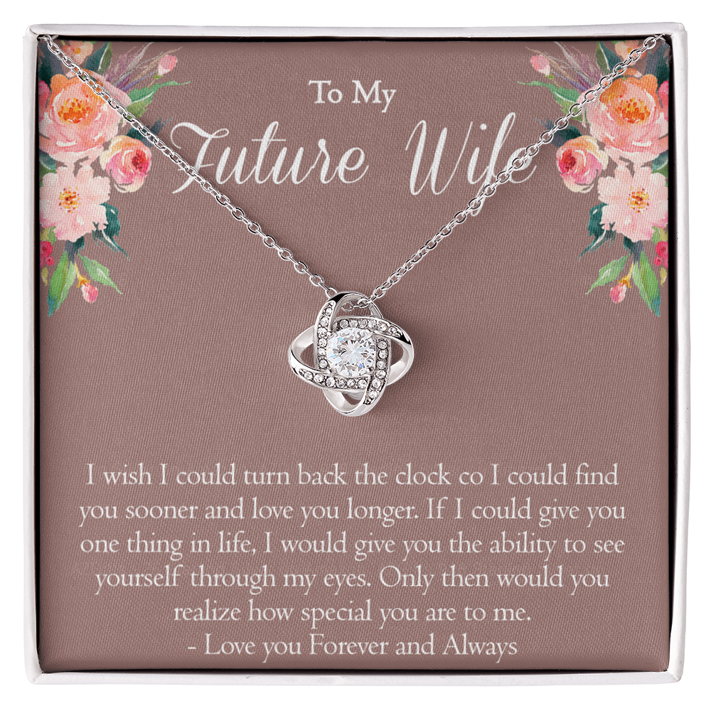 To My Future Wife Necklace From Future Husband, Personalized Gift Necklace for Future Wife, Girlfriend Pendant Jewelry for Fiance Romantic Gifts Necklace For Her, Love Knot Necklace Gift For Wife