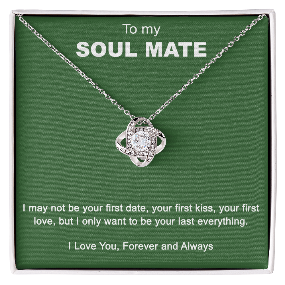 To My Soul Mate Love Knot Necklace Gift From Husband, Boyfriend with Message Card Gift For Soulmate Love Knot Pendant, Gift Necklace for Her Romantic Soulmate Gift Pendant, Girlfriend Gifts