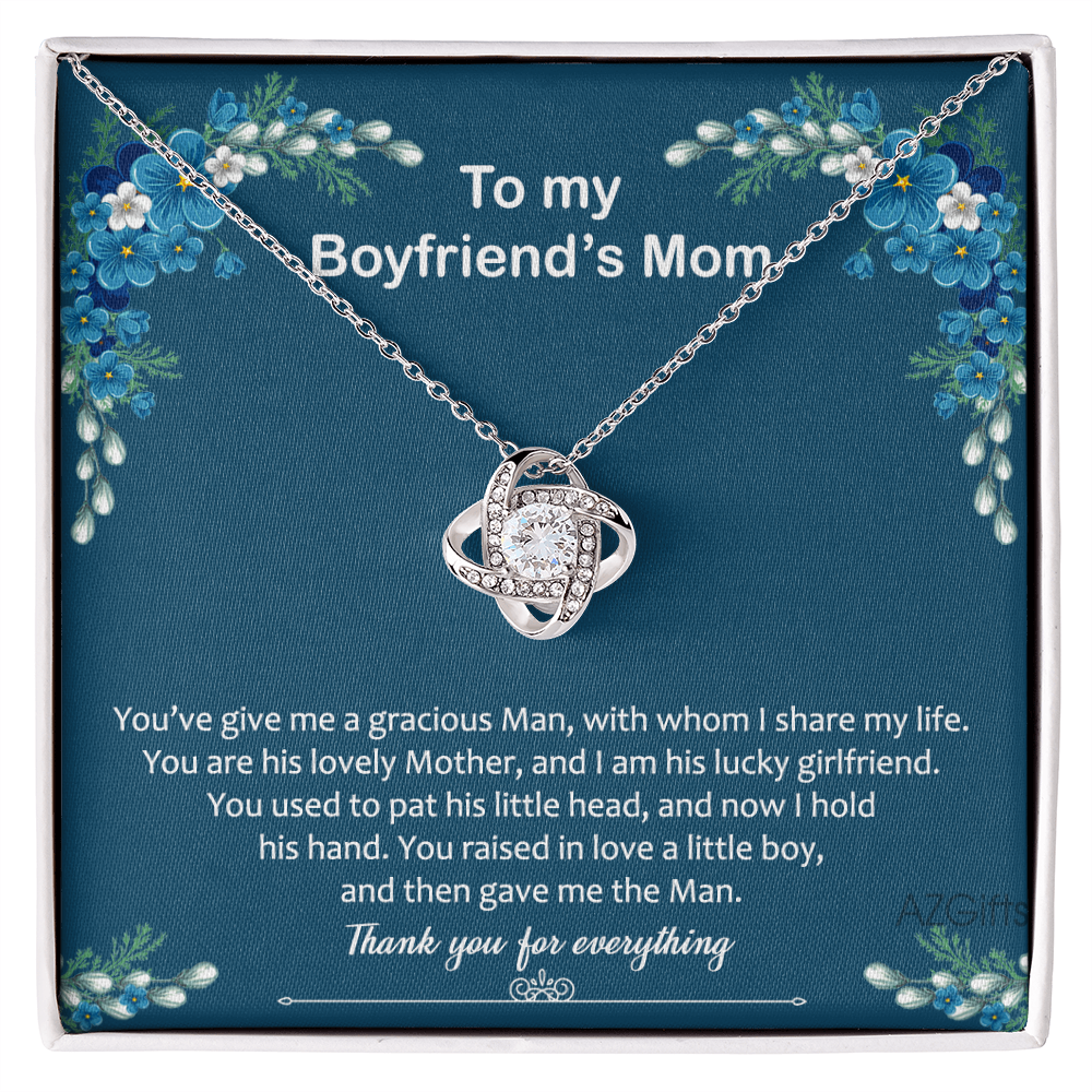 To My Boyfriend Mom Necklace From Girlfriend,  Thank You For Everything Boyfriend's Mom Gift Necklace, Love Knot Necklaces For Boyfriends Mom Gift On Christmas, Mothers Day Jewelry For Her