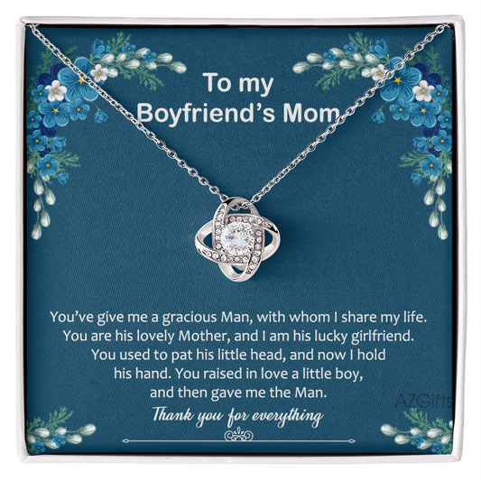 To My Boyfriend Mom Necklace From Girlfriend,  Thank You For Everything Boyfriend's Mom Gift Necklace, Love Knot Necklaces For Boyfriends Mom Gift On Christmas, Mothers Day Jewelry For Her