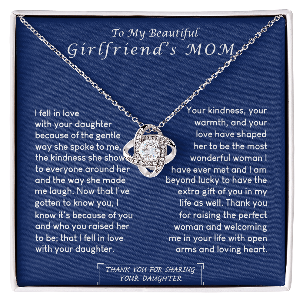 To My Girlfriend's Mom Necklace, Beautiful Girlfriend's Mom Necklace From Daughter Girlfriend's Mom Love Knot Necklace Gift Necklace For Girlfriend's Mom From Daughter Girlfriend's Mom Gift Necklace