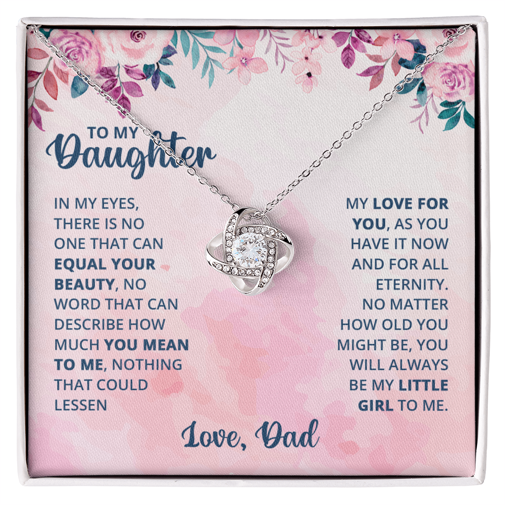 Father To Daughter Gifts Necklace From Dad, Father And Daughter Love Knot Necklace, To My Daughter Necklace From Daddy On Graduation, Birthday, Valentines, Christmas For Daughter Beautiful Girl