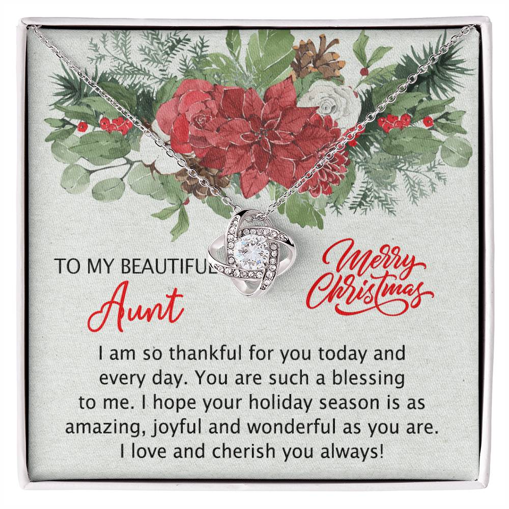 To My Beautiful Aunt Christmas Necklace Gift for Aunt from Niece Personalized Aunt Necklace Gift Merry Christmas Day Gift for Aunt Necklace for Aunt from Niece Love Knot Necklace