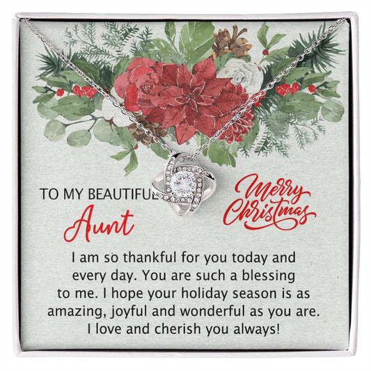 To My Beautiful Aunt Christmas Necklace Gift for Aunt from Niece Personalized Aunt Necklace Gift Merry Christmas Day Gift for Aunt Necklace for Aunt from Niece Love Knot Necklace