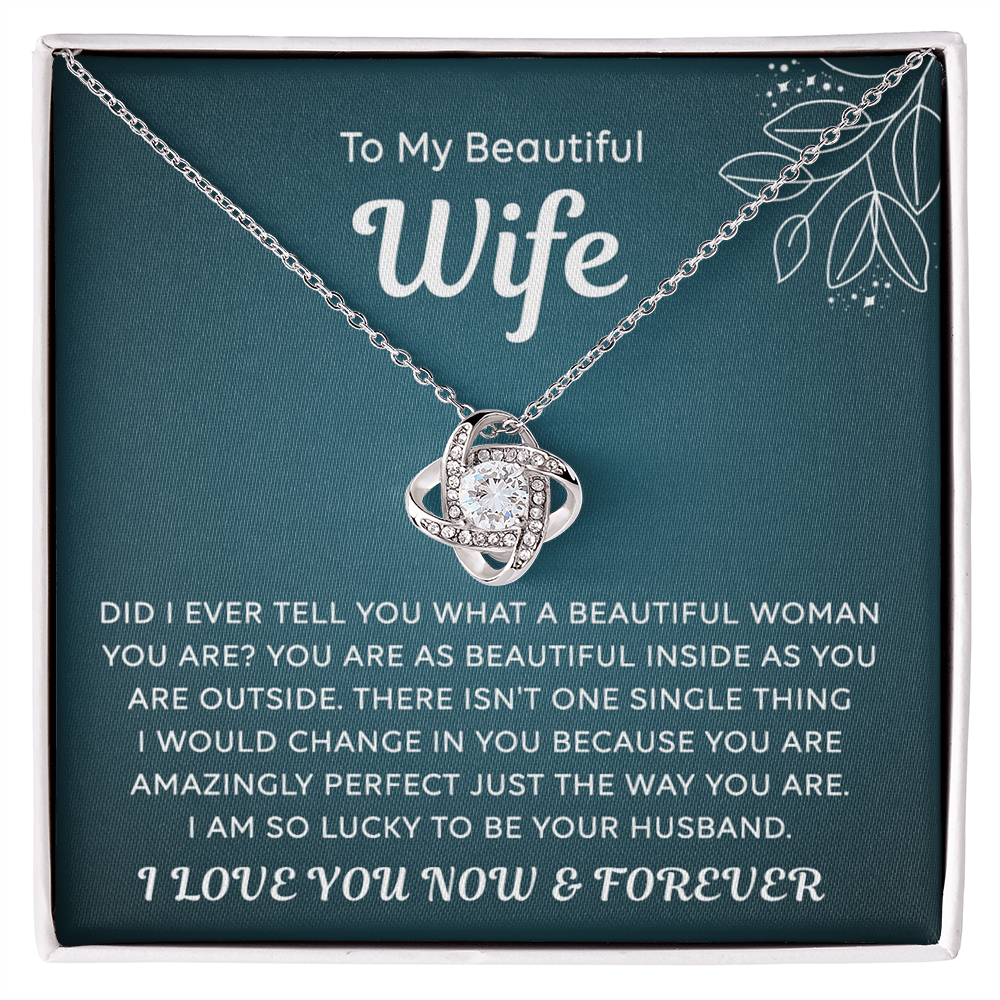 Wife Gift Necklace, To My Beautiful Wife Necklace From Husband, Wife Love Knot Necklace From Husband, Jewelry Gift For Women, Beautiful Women, Badass Wife Gift Necklace, Soulmate Gift Necklace