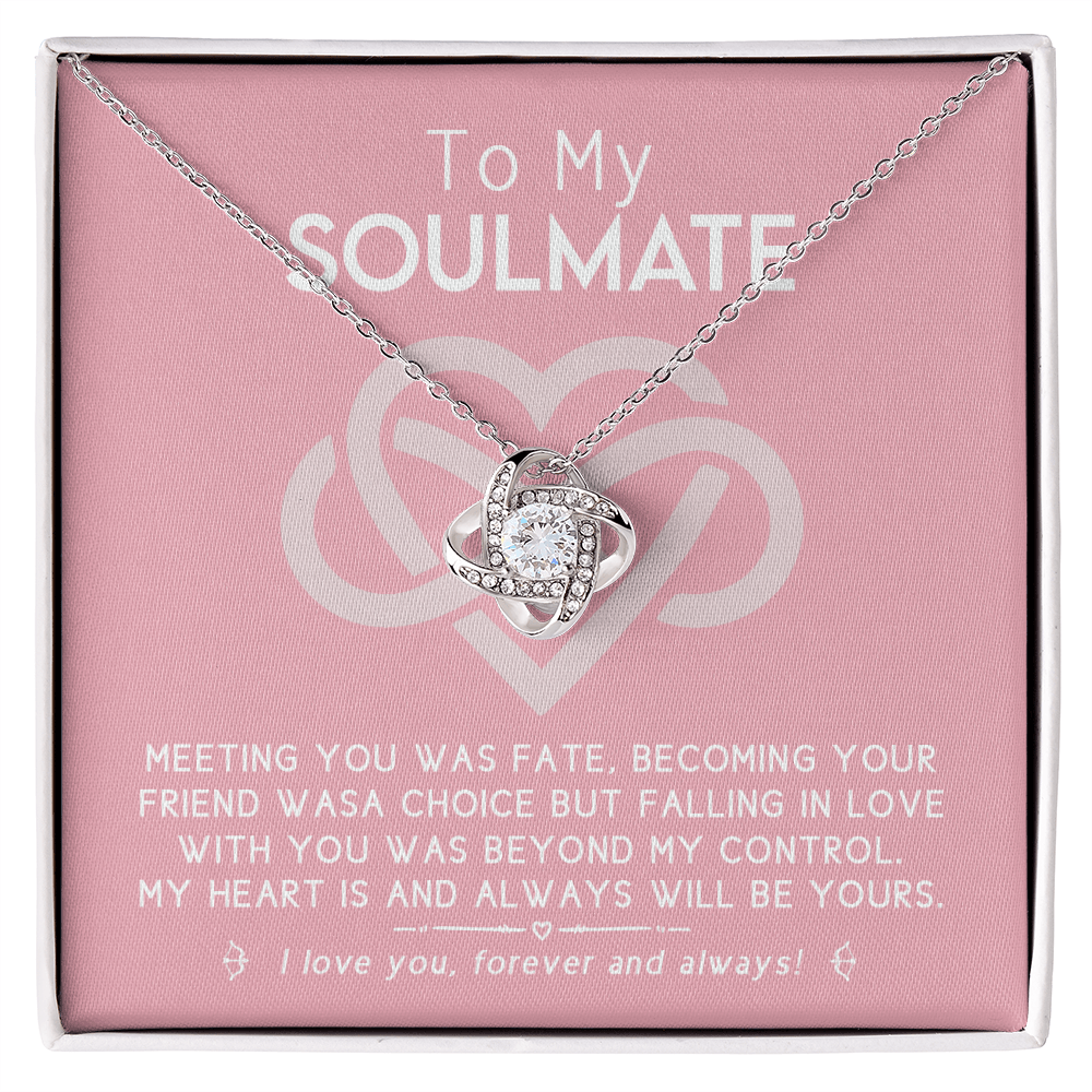 To My Soulmate Necklace From Husband, To Wife, Girlfriend, Soulmate Gift Love Knot Necklace On Valentines Day Christmas Necklace for Her Romantic Forever And Always Jewelry Gift For Women