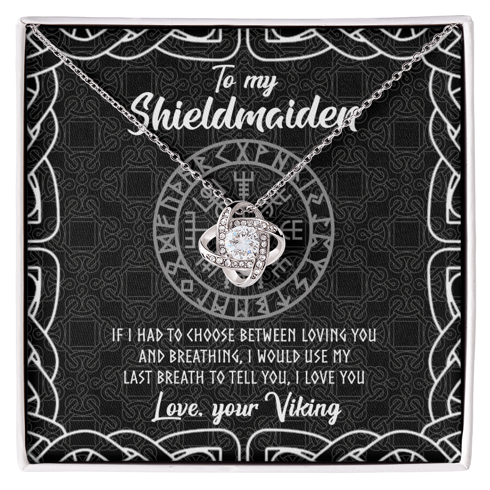 Shieldmaiden Necklace From Your Viking, The Love Knot Necklace To My Shieldmaiden Gift Love Your Viking Necklace, Wife Gift Pendant, Anniversary Birthday For Girlfriend, Wife Jewelry Gift For Women