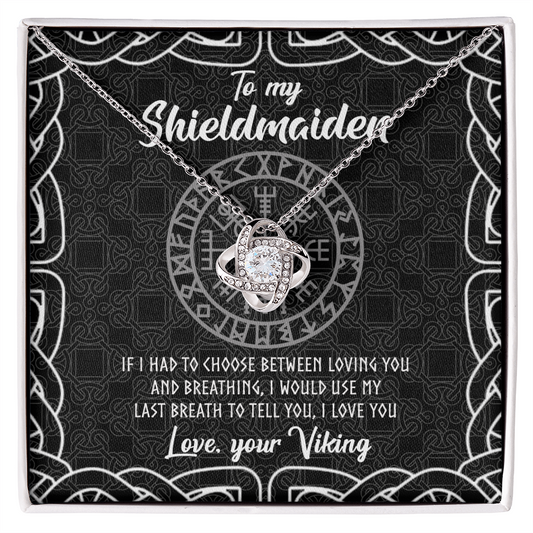 Shieldmaiden Necklace From Your Viking, The Love Knot Necklace To My Shieldmaiden Gift Love Your Viking Necklace, Wife Gift Pendant, Anniversary Birthday For Girlfriend, Wife Jewelry Gift For Women