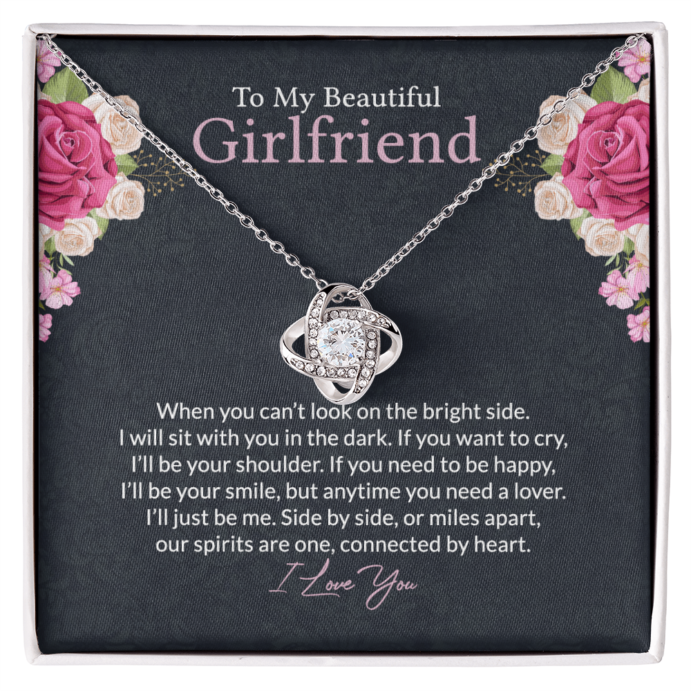 To My Beautiful Girlfriend Love Knot Necklace From Boyfriend, Husband, Girlfriend Gift Necklace - Love Knot Pendant Gift For Girlfriend, Soulmate Side By Side Gift Necklace To Girlfriend From Men