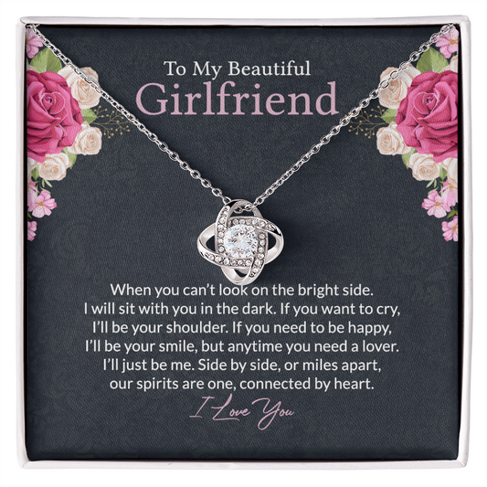 To My Beautiful Girlfriend Love Knot Necklace From Boyfriend, Husband, Girlfriend Gift Necklace - Love Knot Pendant Gift For Girlfriend, Soulmate Side By Side Gift Necklace To Girlfriend From Men