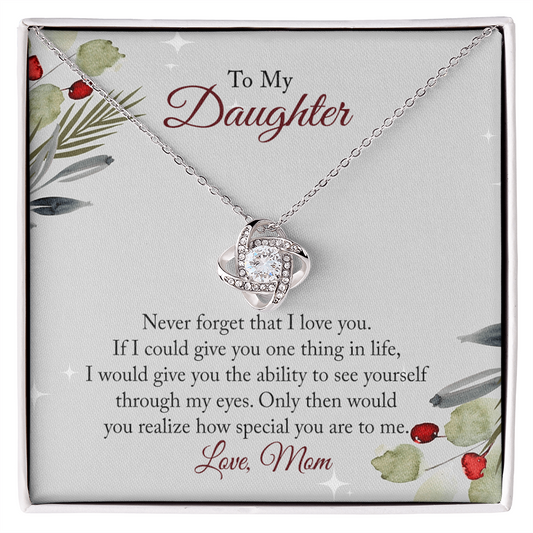 To My Daughter Necklace From Mom, Christmas Necklace with Message Card and Gift Box For Daughter, Mother And Daughter Necklace Gift On Birthday Wedding Graduation Gift Never Forget Necklace