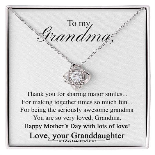 Grandma Gift Necklace From Granddaughter - To My Grandma Love Knot Necklace From Granddaughter, Grandmother Grandma Necklace from Grandchildren Granddaughter - Jewelry Gift for Nana Mimi Gigi Grammy