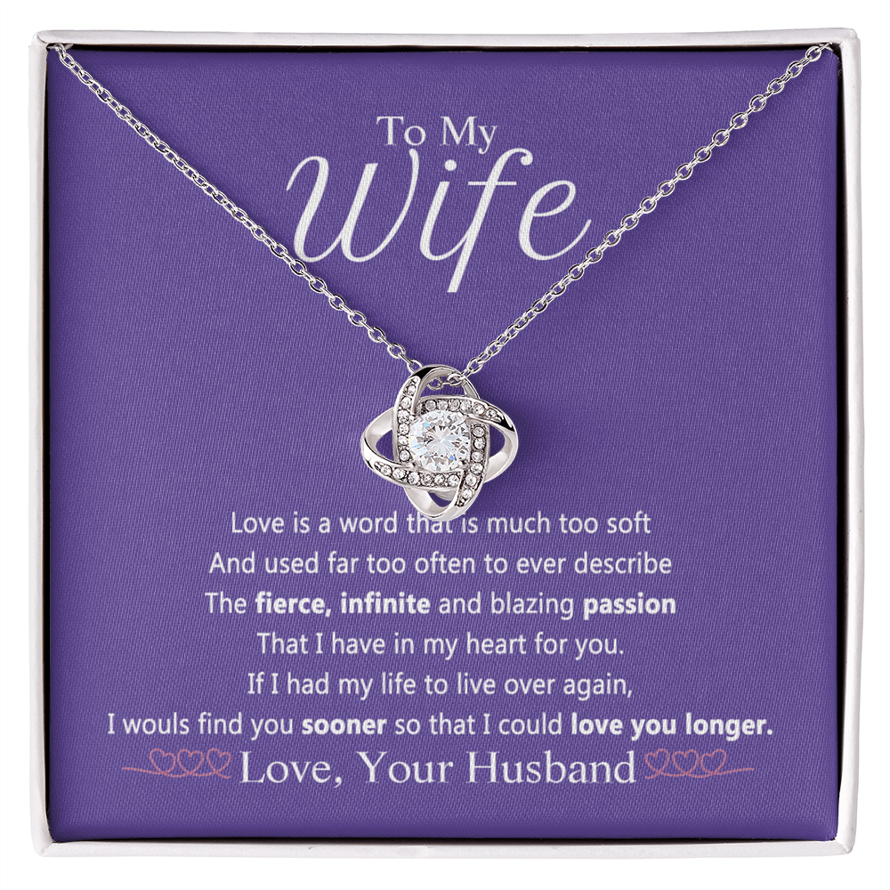 Wife Gift Necklace From Husband, To My Wife Necklace, Wife Love Knot Necklace From Husband, Jewelry Gift For Women Badass Wife Gift Necklace Soulmate Necklace Gift From Men Love You Longer Necklace