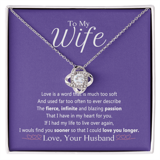 Wife Gift Necklace From Husband, To My Wife Necklace, Wife Love Knot Necklace From Husband, Jewelry Gift For Women Badass Wife Gift Necklace Soulmate Necklace Gift From Men Love You Longer Necklace