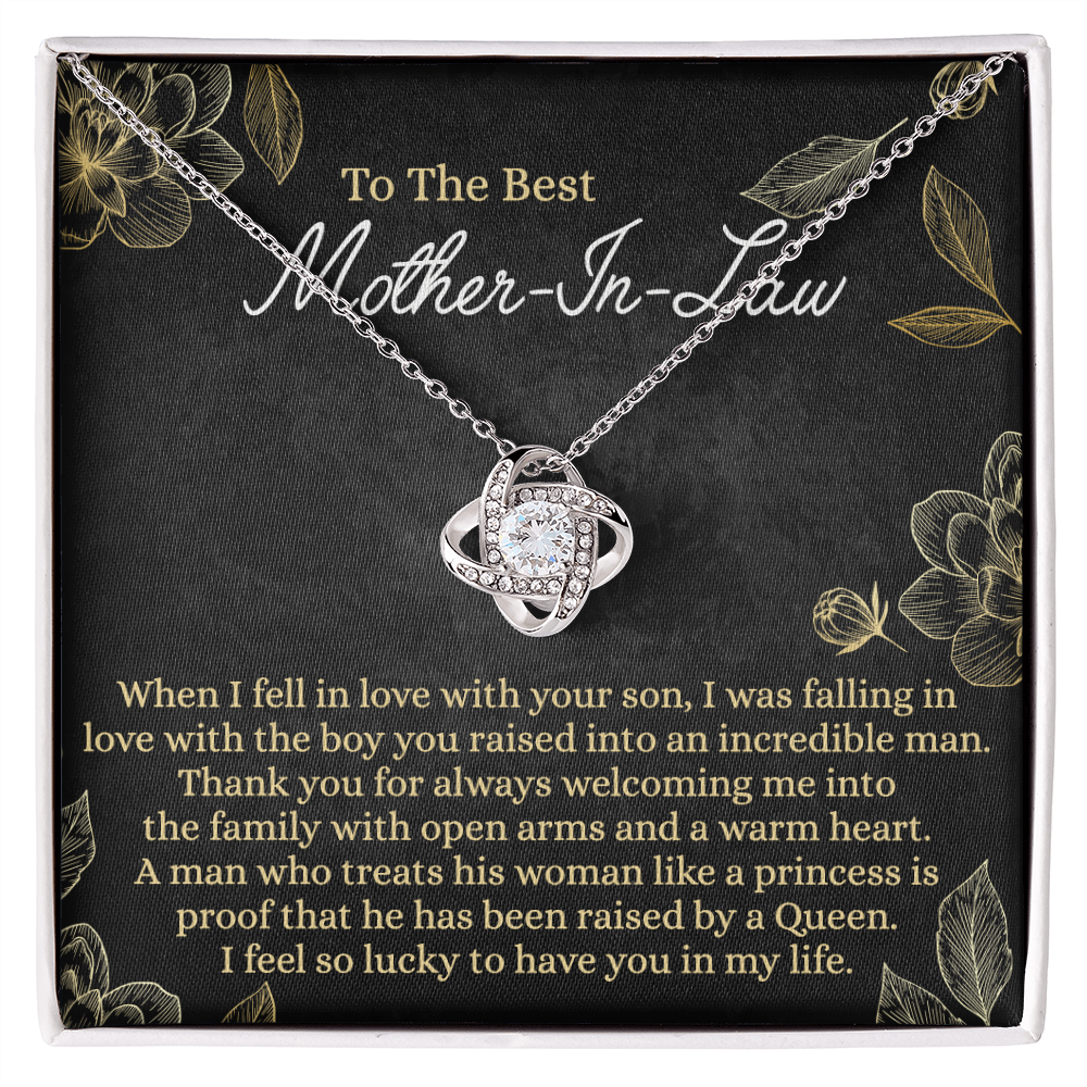 Mother In Law Gift Necklace, To The Best Mother In Law Love Knot Necklace From Daughter In Law, Jewelry Gift for Women, Mother In Law, Bonus Mom Gift Necklace, Mother-In-Law Gift Love Knot Pendant