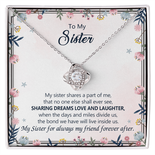 To My Sister Love Knot Necklace From Brother, Best Friend Pendant Inspirational Gift For Sister, Jewelry Gift For Girls, Women Teen Sisters Gifts Necklace, Love And Laughter Necklace For Sister
