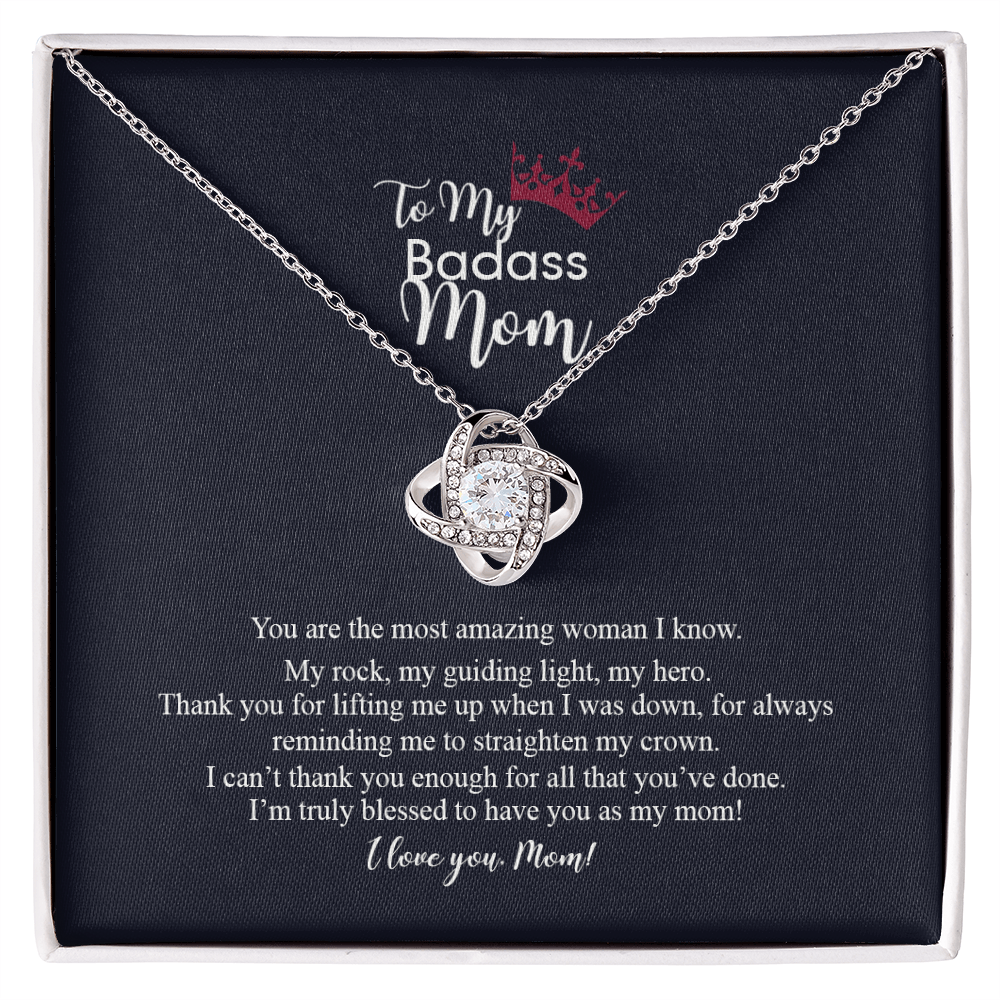 To My Badass Mom Love Knot Necklace, Gift For Mom Mother's Day Birthday Gift