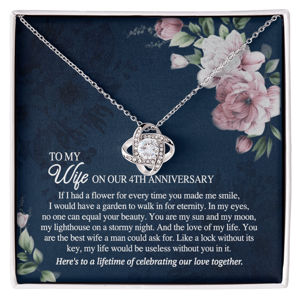 4th Anniversary Necklace Gift For Wife, 4TH Necklace Gift For Wife, Anniversary Necklace Gift For Wife, Soulmate Gift Necklace, To My Wife On Our 4th Anniversary Love Knot Necklace From Husband