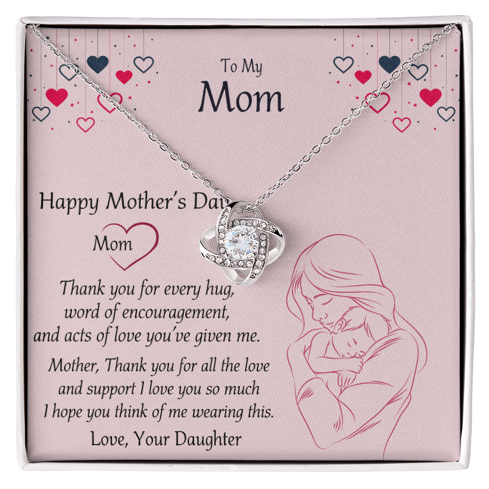 Happy Mothers Day Necklace, To My Mom Necklace From Mom, Mother Day Jewelry Gift Personalized Mothers Day Necklace Gifts For Mom Mother To Daughter Thank Gift Love Knot Necklace For Mom Jewelry